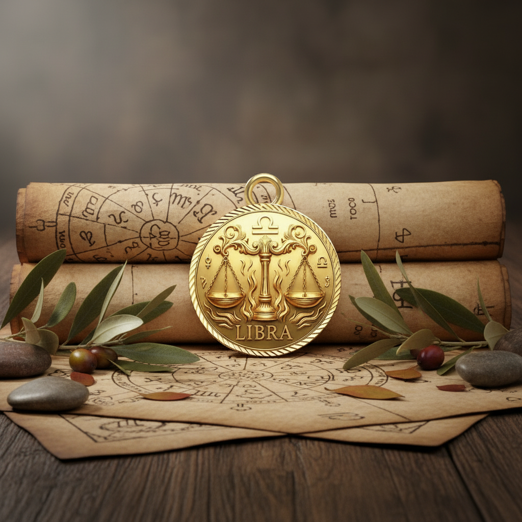 Libra Zodiac Necklace Pendant – Constellation Astrology Jewelry, 3D Printed Gold/Silver/Brass Pendant