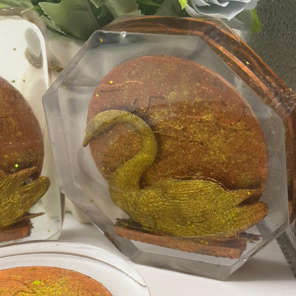 Handmade Swan Resin Coaster Set | Elegant Home Decor