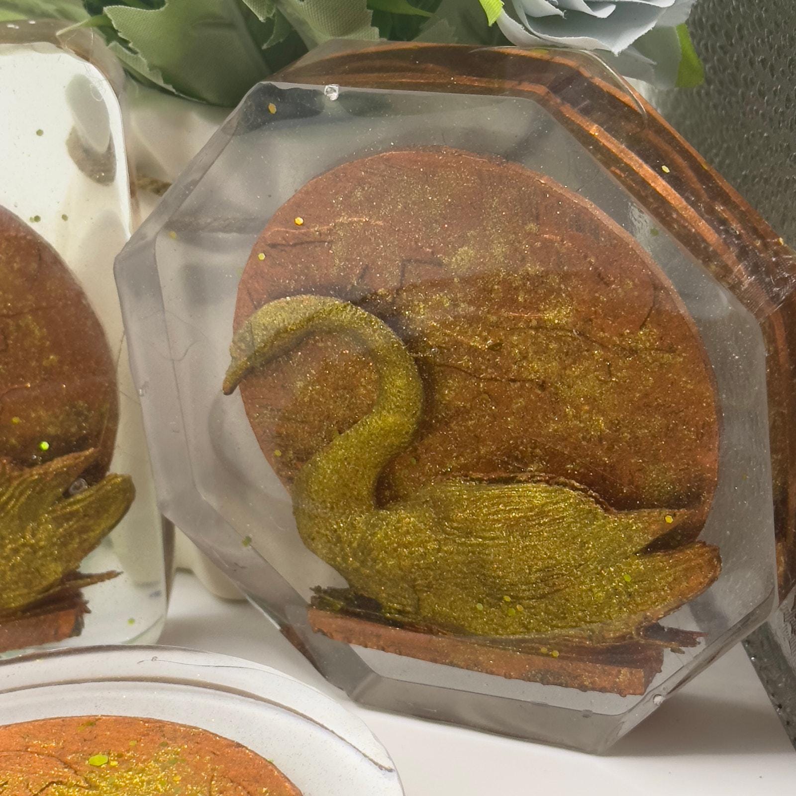 Handmade Swan Resin Coaster Set | Elegant Home Decor