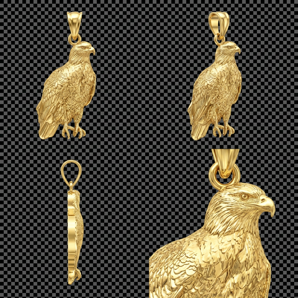 Bald Eagle Pendant with Bail – Gold, Silver & Brass Jewelry, Wildlife Animal Charm, Handmade Gift for Animal Lovers and Collectors