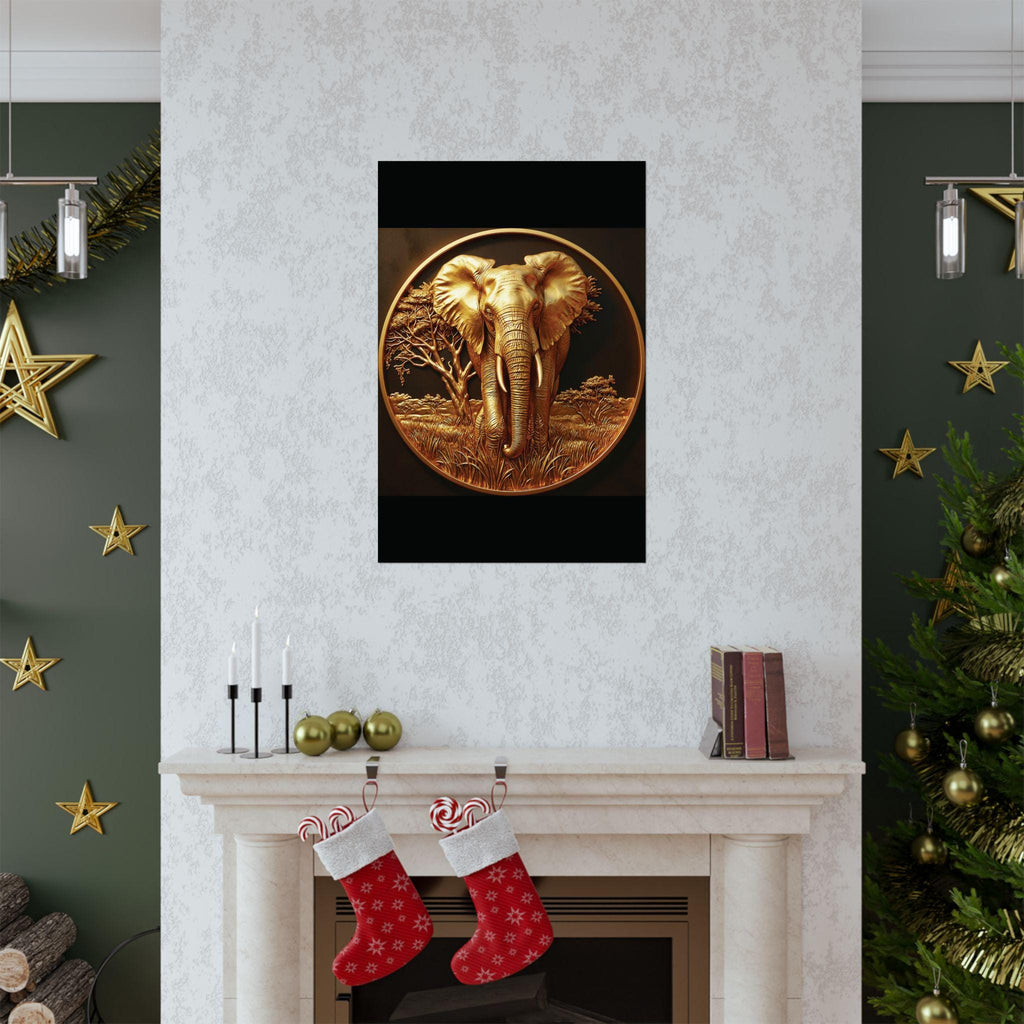 Gold Elephant Wall Art, Savannah Wildlife Poster, Luxury Animal Home Decor, Majestic Elephant Print