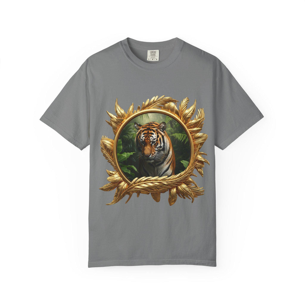 Prowling Tiger T-Shirt, Jungle Wildlife, 3D Gold Print