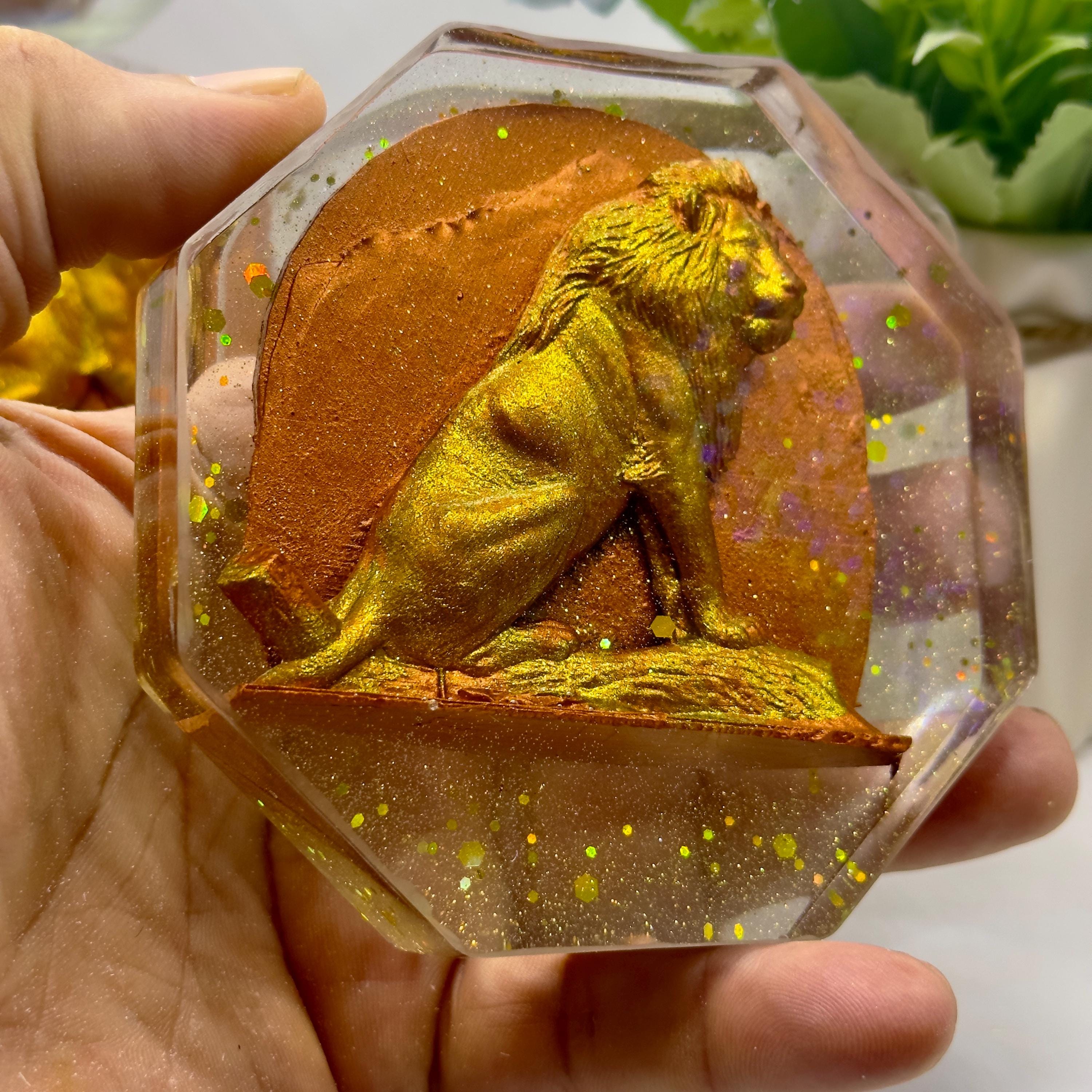 3D Lion Resin Coaster – Handmade Lion Lover Gift, Wildlife Decor, Safari Animal Accessory