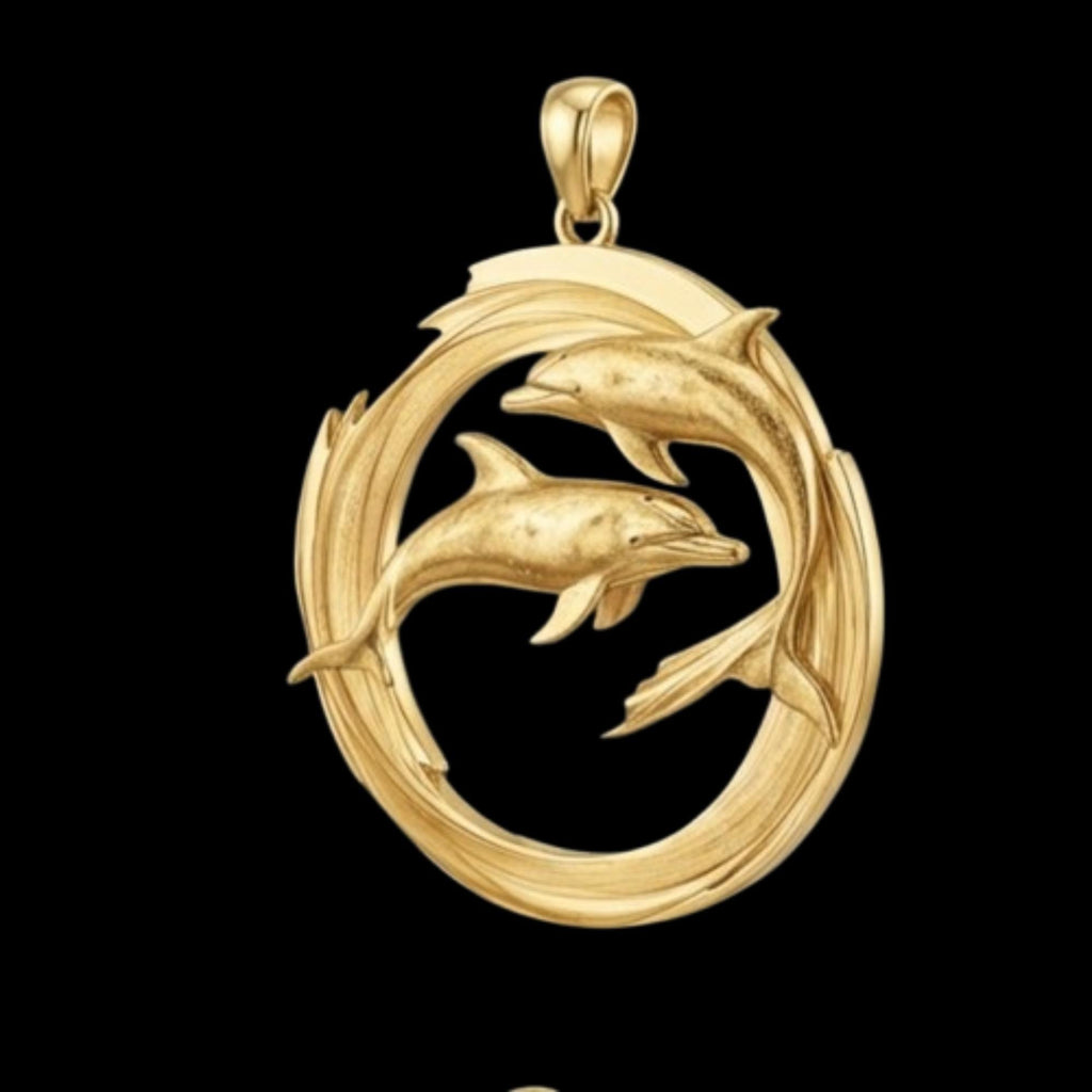 Gold Dolphin Pendant Necklace – Sterling Silver Ocean Jewelry