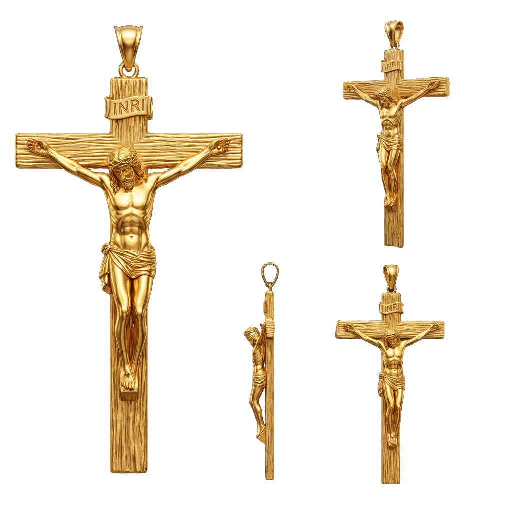 INRI Jesus Crucifix Pendant | Sterling Silver & Brass | Catholic Christian Jewelry | 25mm
