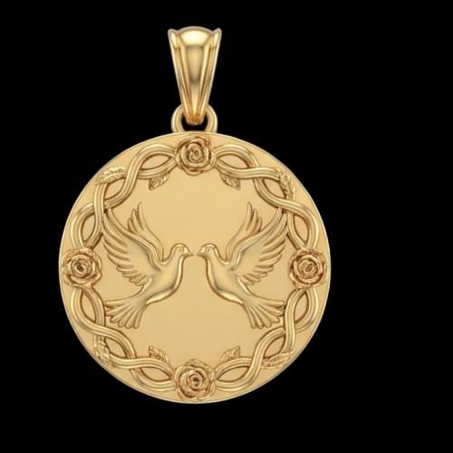 3D Dove Pendant – 18K Gold or Sterling Silver, Romantic Necklace