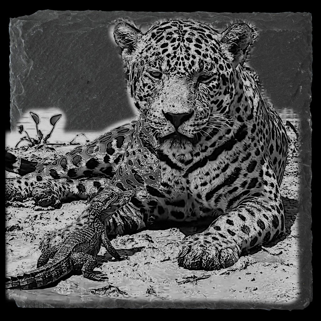 Leopard & Baby Crocodile PNG | Waterhole Scene | African Safari Wildlife | Laser Engraving Digital Download