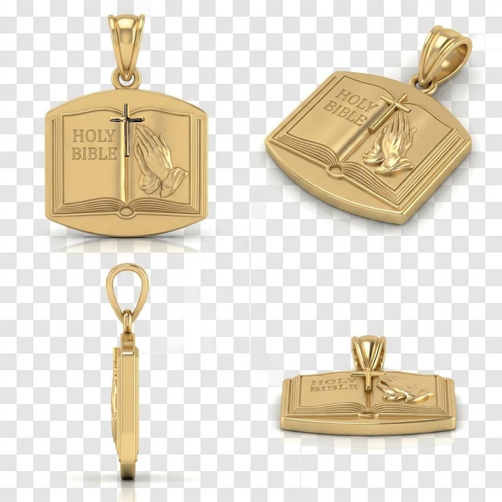 Praying Hands Bible Pendant Necklace with Cross – Christian Faith Jewelry