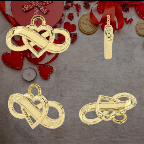 Infinity Heart Pendant Necklace – Solid Gold, Silver or Brass – Romantic Love Symbol Jewelry
