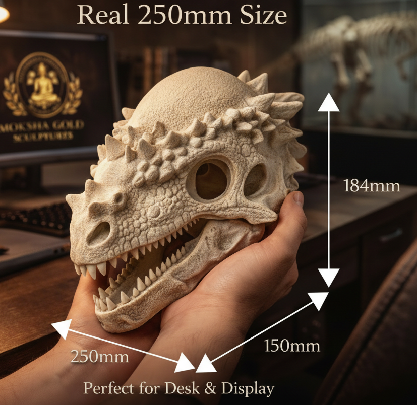 Pachycephalosaurus Skull 250mm | 3D Printed Dinosaur Skull Replica | Collectible Prehistoric Sculpture