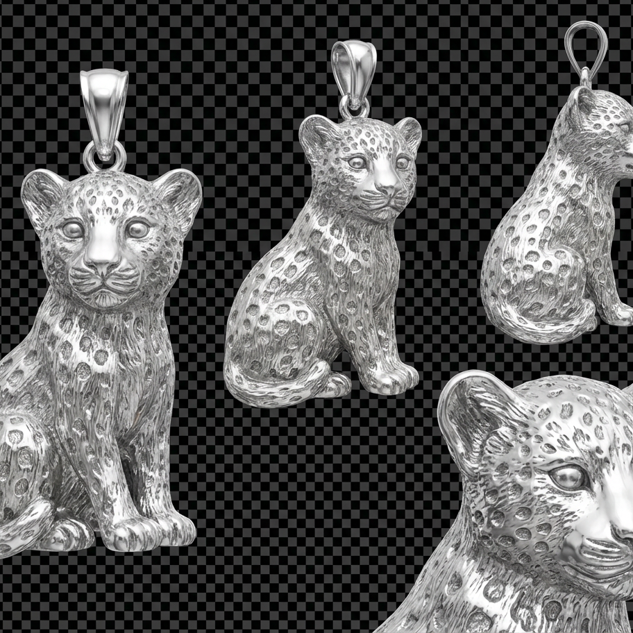 Leopard Cub Pendant – Gold, Silver & Brass Jewelry, Animal Charm, Gift for Wildlife and Jewelry Lovers