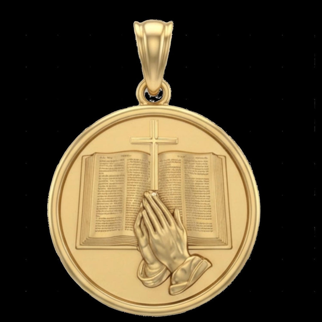Praying Hands Bible Pendant Necklace with Cross – Christian Faith Jewelry