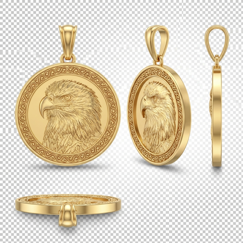 Golden Eagle Head Pendant Necklace in Gold or Sterling Silver – Majestic Bird of Prey Jewelry, Symbol of Strength & Freedom