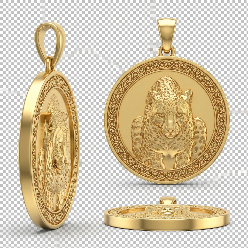 Cheetah Pendant Necklace – Gold & Sterling Silver, Predator in Attack Pose, Bold Wildlife Jewelry with Prominent Eyes