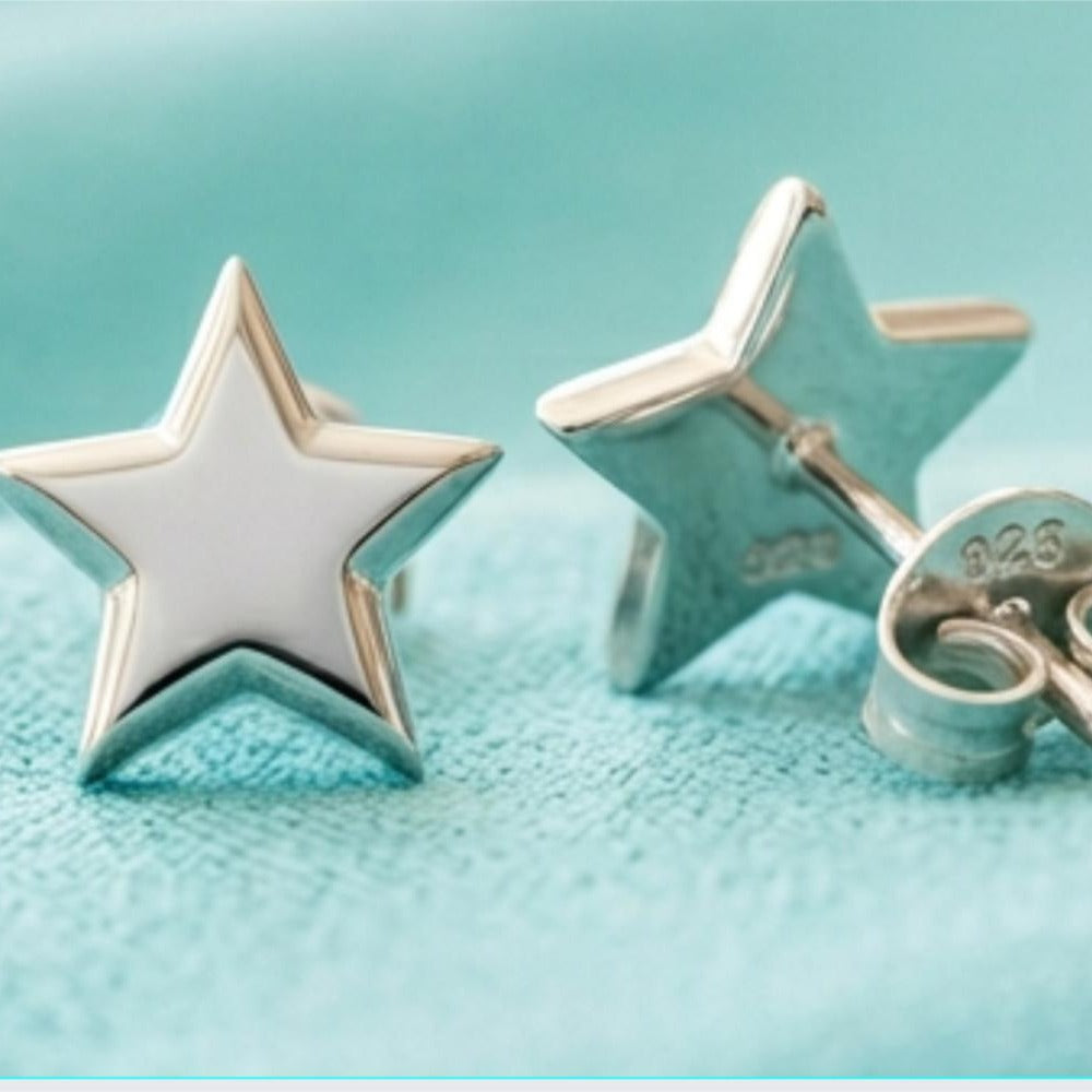 Star Stud Earrings Polished Silver Polished Brass Minimalist Unisex Jewelry 12mm