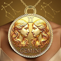 Gemini Zodiac Necklace Pendant – Constellation Astrology Jewelry, 3D Printed Gold/Silver/Brass