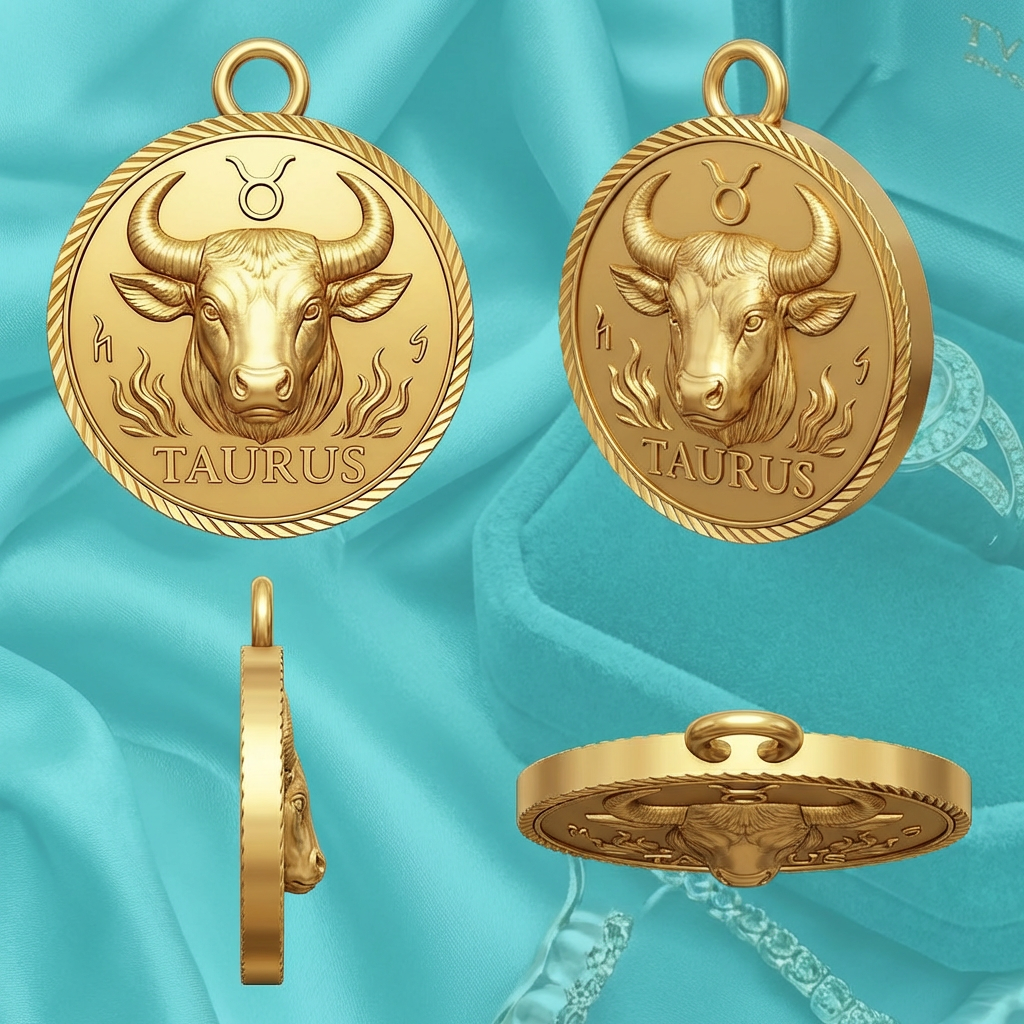Taurus Zodiac Pendant Necklace in Gold, Silver, and Brass – 3D Bull Design with Jump Ring for Astrology Lovers