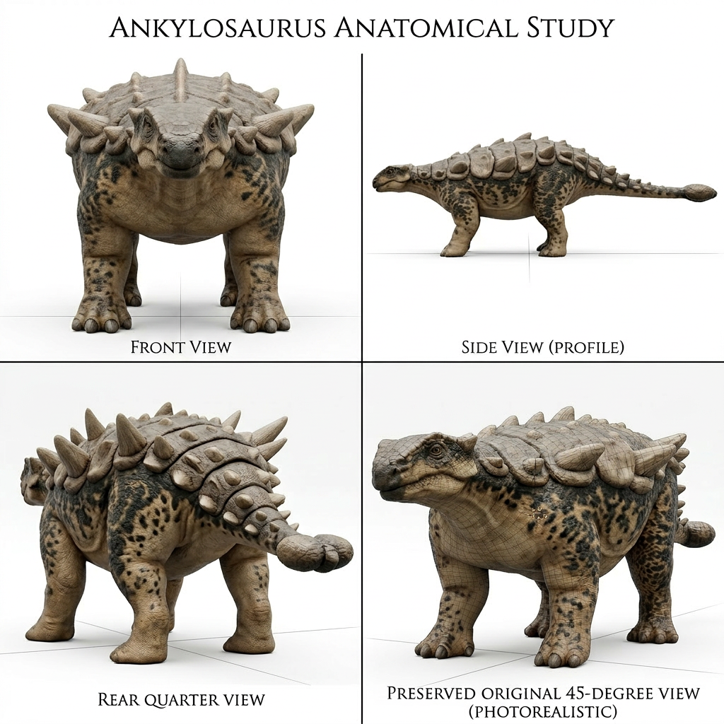 Ankylosaurus 3D Printed Model – Armored Dinosaur Sculpture | PLA & Smooth Nylon | Various Colors | Detailed Prehistoric Collectible