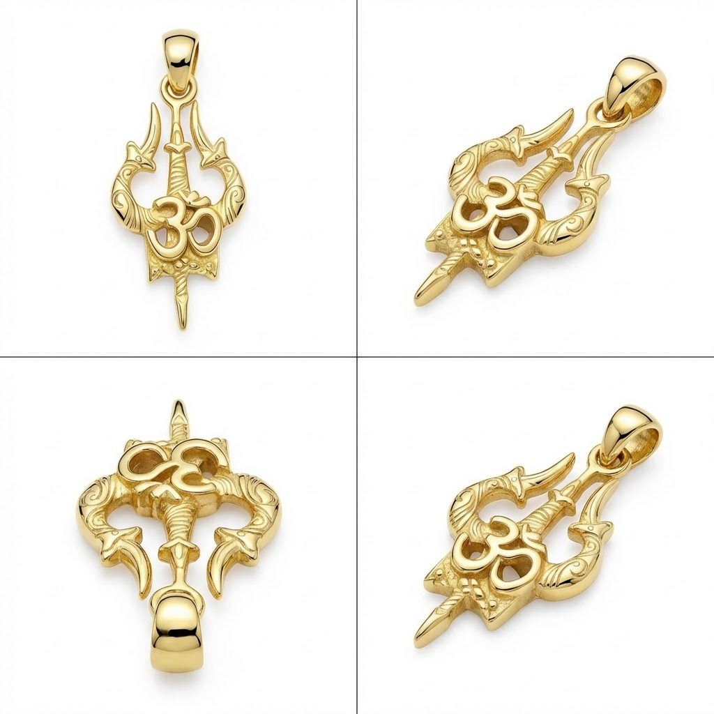 Om Shiva Trishul Pendant 35x17mm – Ornamental Necklace Charm – Casting Ready Jewelry Design