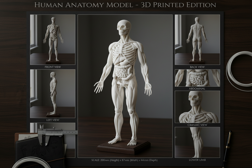 Human Anatomy Model 3D Print – Skeleton & Organs Figure | Educational Medical Model | PLA Nylon Resin | Desk Decor | Anatomy Gift