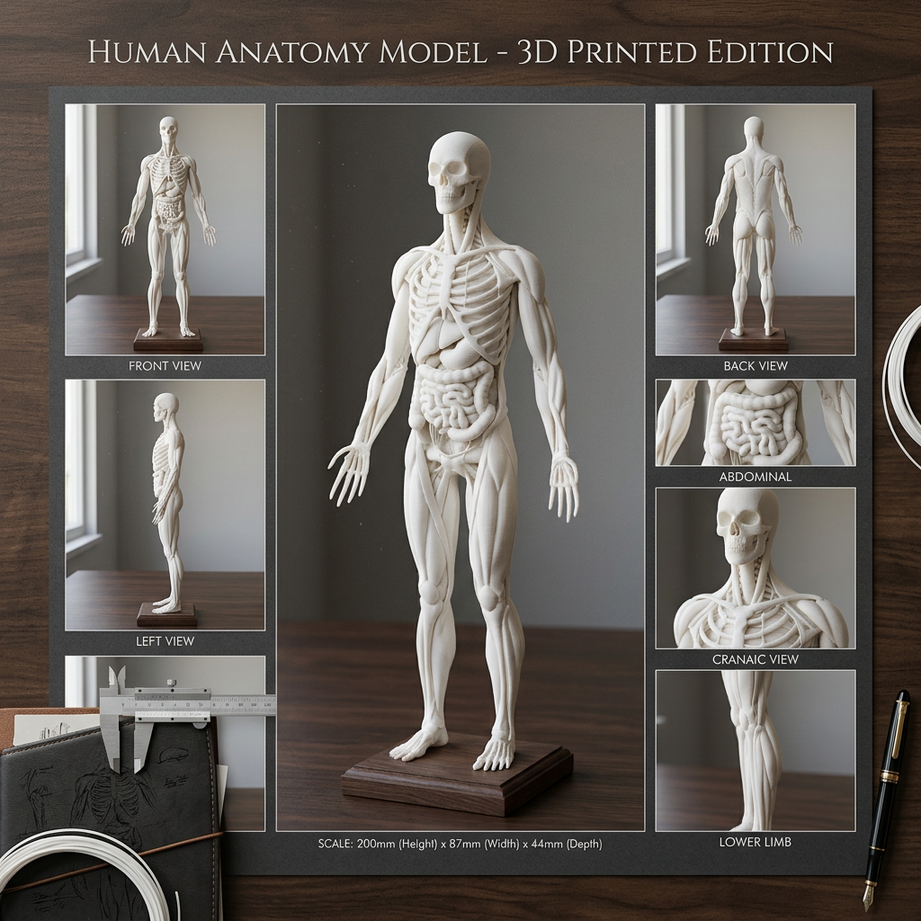 Human Anatomy Model 3D Print – Skeleton & Organs Figure | Educational Medical Model | PLA Nylon Resin | Desk Decor | Anatomy Gift