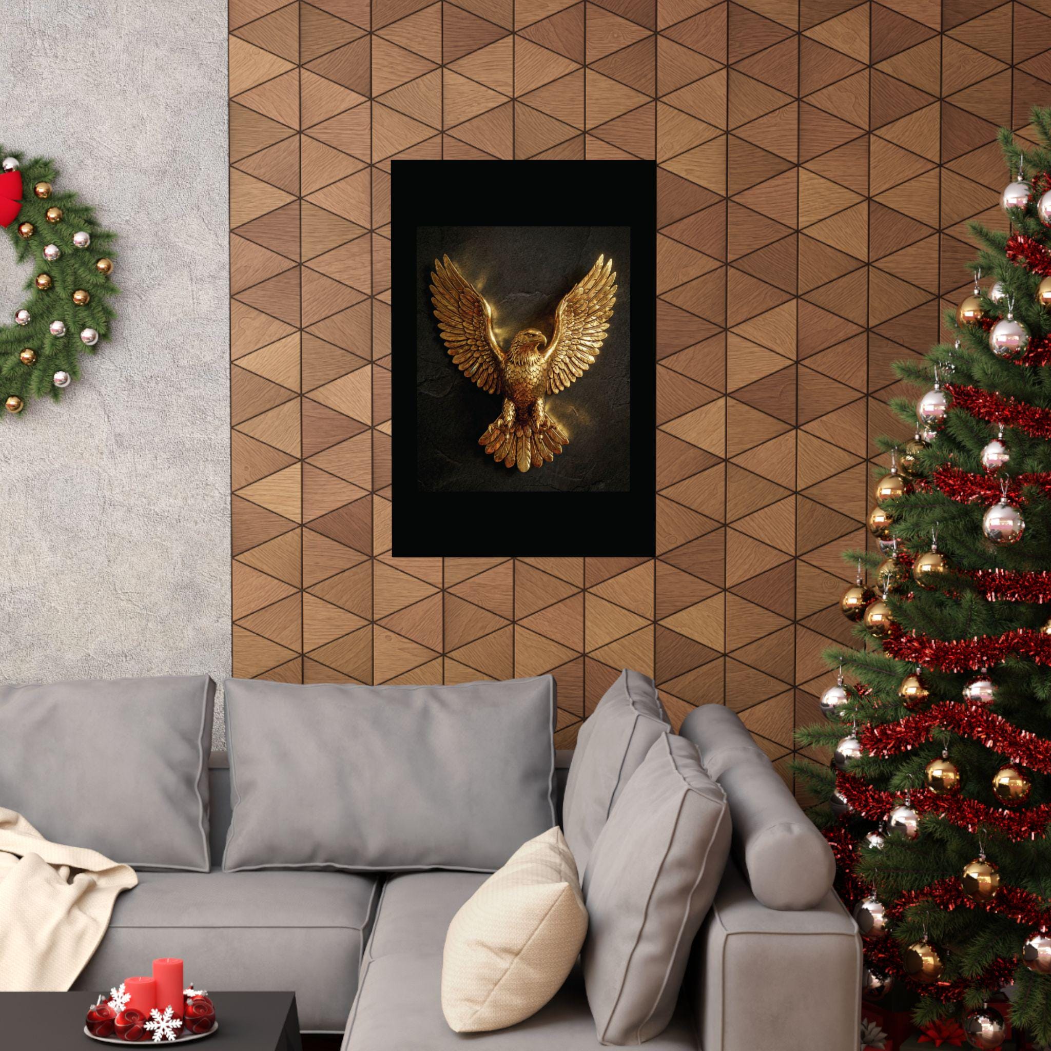 Gold Bald Eagle Wall Art | Majestic Wildlife Print