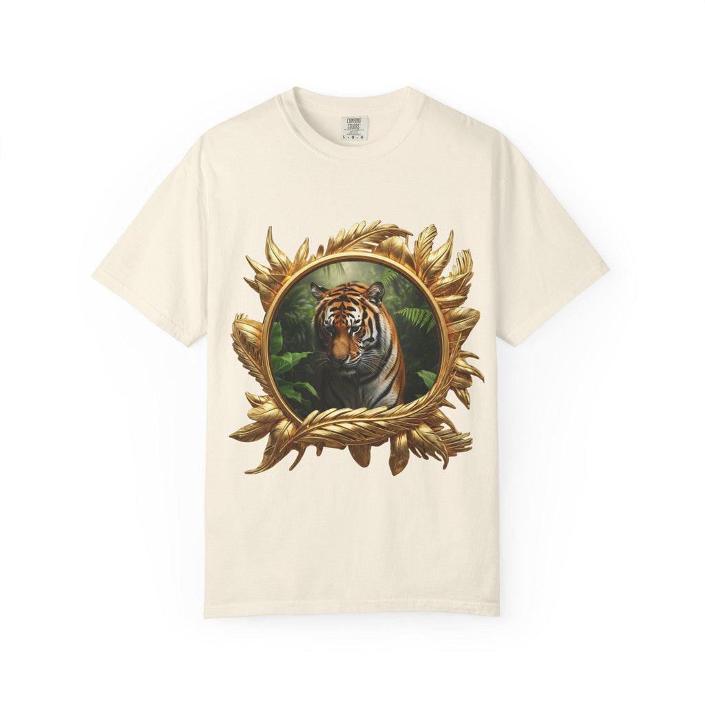 Prowling Tiger T-Shirt, Jungle Wildlife, 3D Gold Print