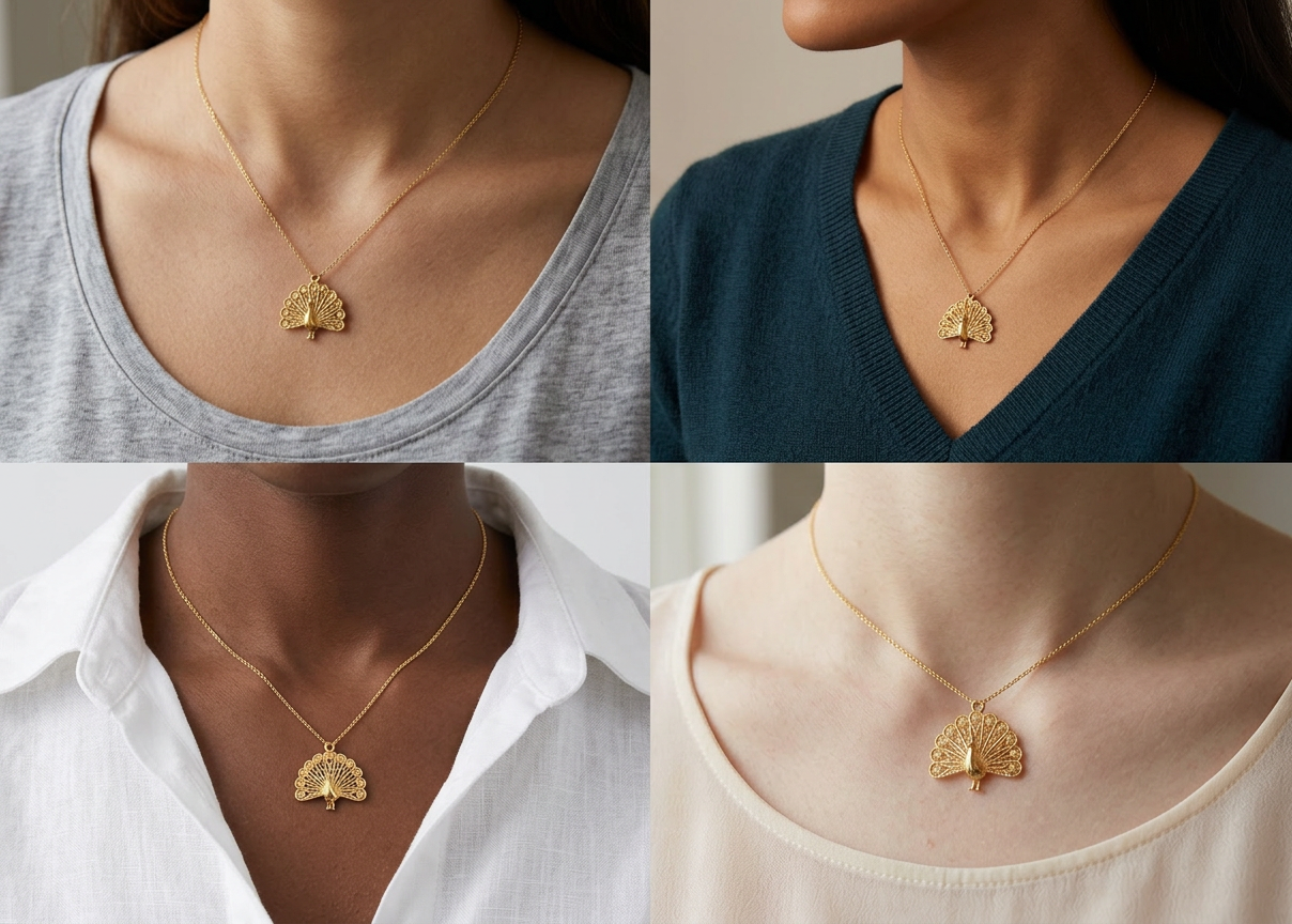 Peacock Fan Tail Pendant Necklace 25mm | 9K Gold, Sterling Silver 925 & Polished Yellow Brass | Elegant Bird Pendant | Nature Inspired Gift | Made to Order