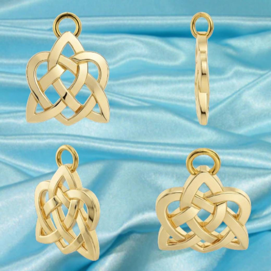 Celtic Knot Heart Pendant Necklace – Solid Gold, Silver or Brass – Romantic Irish Love Jewelry