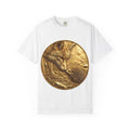 Golden Fox and Hedgehog T-Shirt  Curious Wildlife Scene in Luxury Gold Print Design