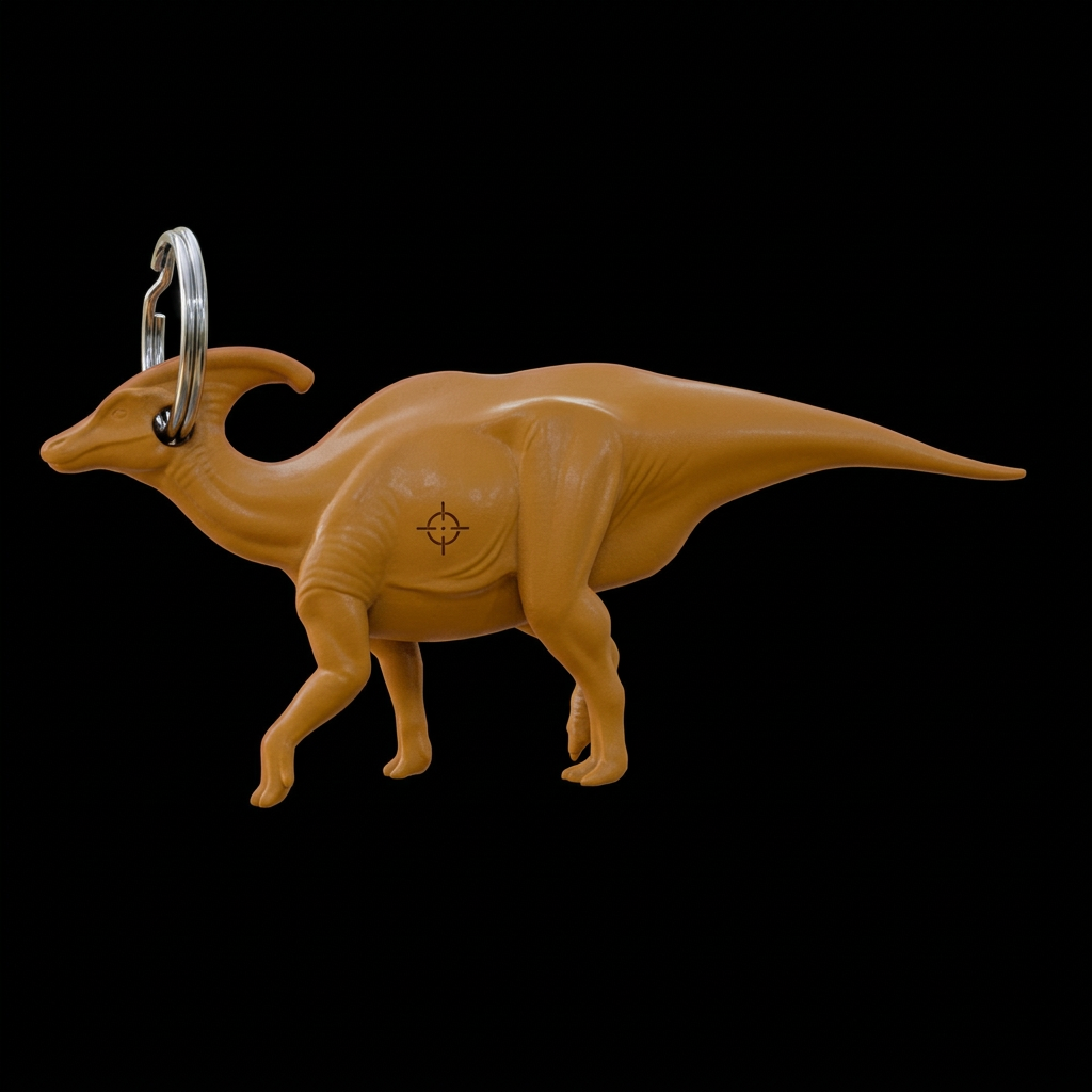 Parasaurolophus Keyring Tag 3D Print – Dinosaur Keychain Charm (40mm) – PLA, Nylon, TPU – Dino Gift Accessory (Ring Not Included)