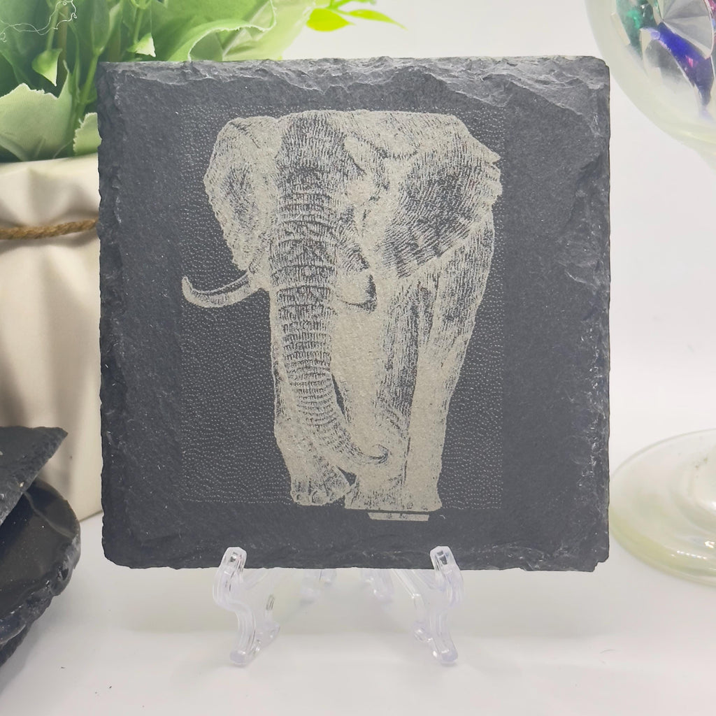 Elephant Slate Coaster Epoxy Resin Finished Handmade Natural Stone Coaster
