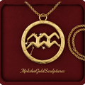 Aquarius Zodiac Pendant Necklace, 30mm Aquarius Symbol Necklace, Water Bearer Astrology Gift, 9K Gold, Sterling Silver or Yellow Brass
