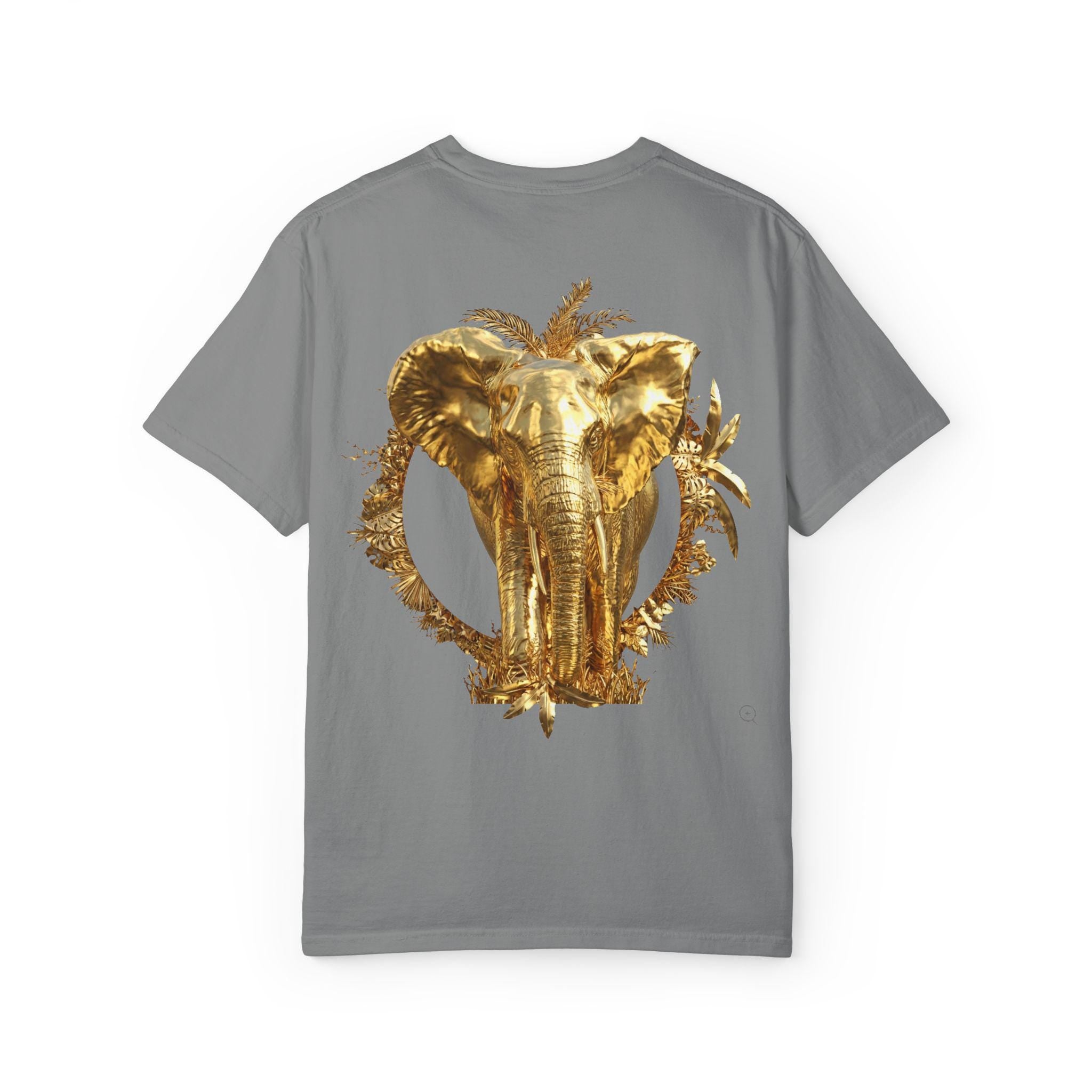 Golden Elephant in Savannah T-Shirt  3D Effect Wildlife Art, Majestic African Sunset Design