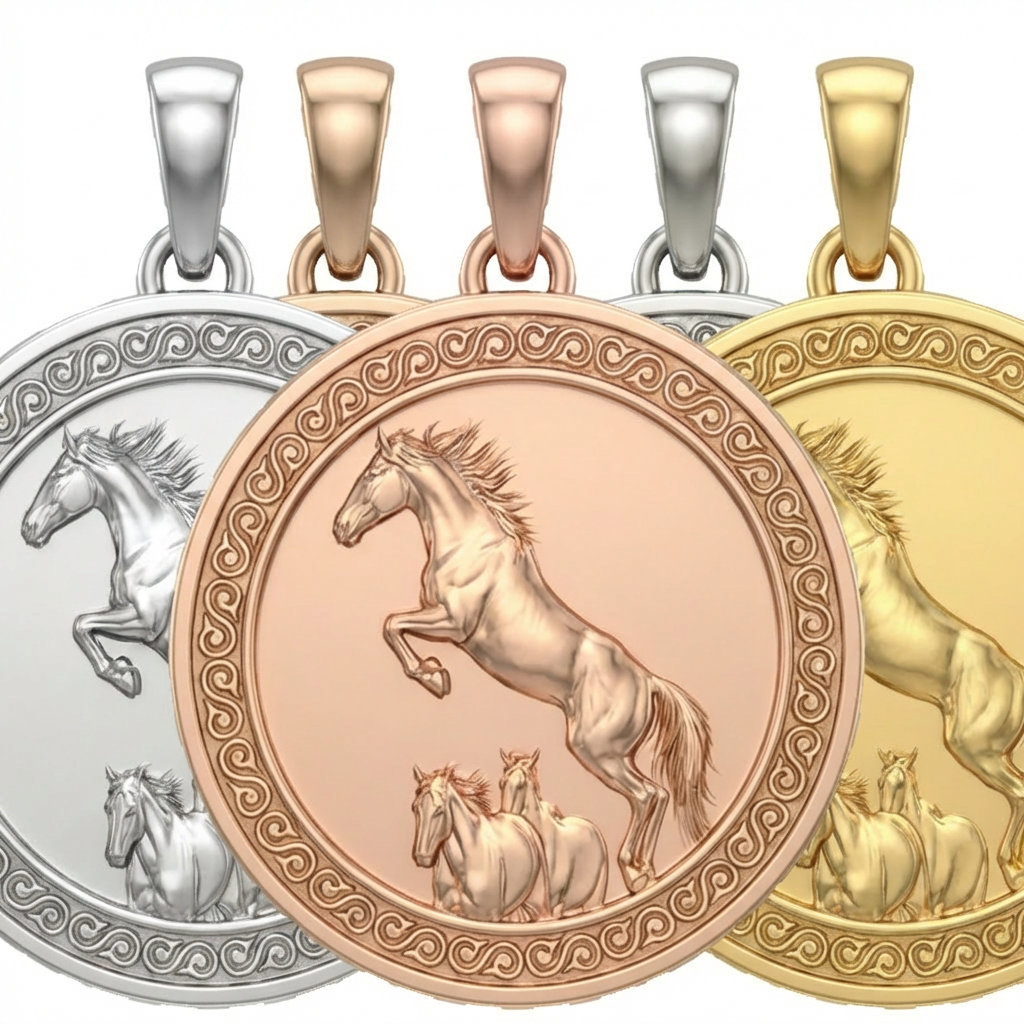 Bucking Mustang Horse Pendant Necklace in Gold or Sterling Silver – Wild Western Jewelry Symbolizing Freedom & Power