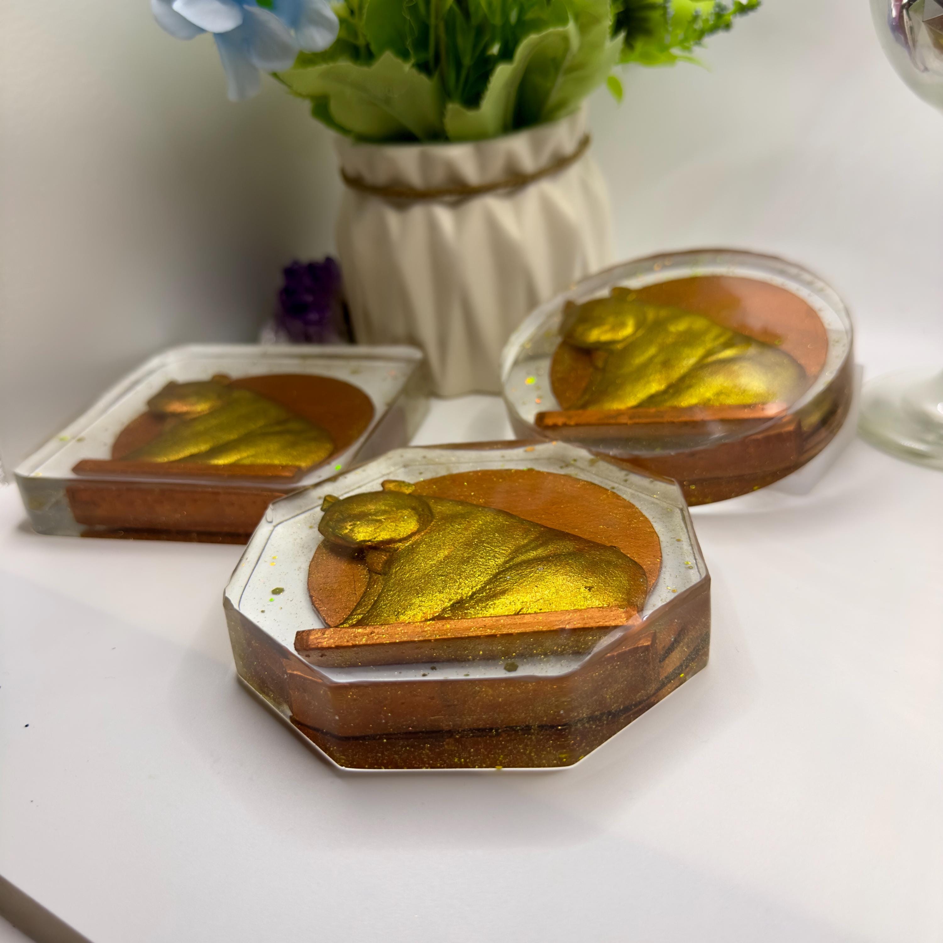 Handmade Panda Resin Coaster | Black & White Animal Art