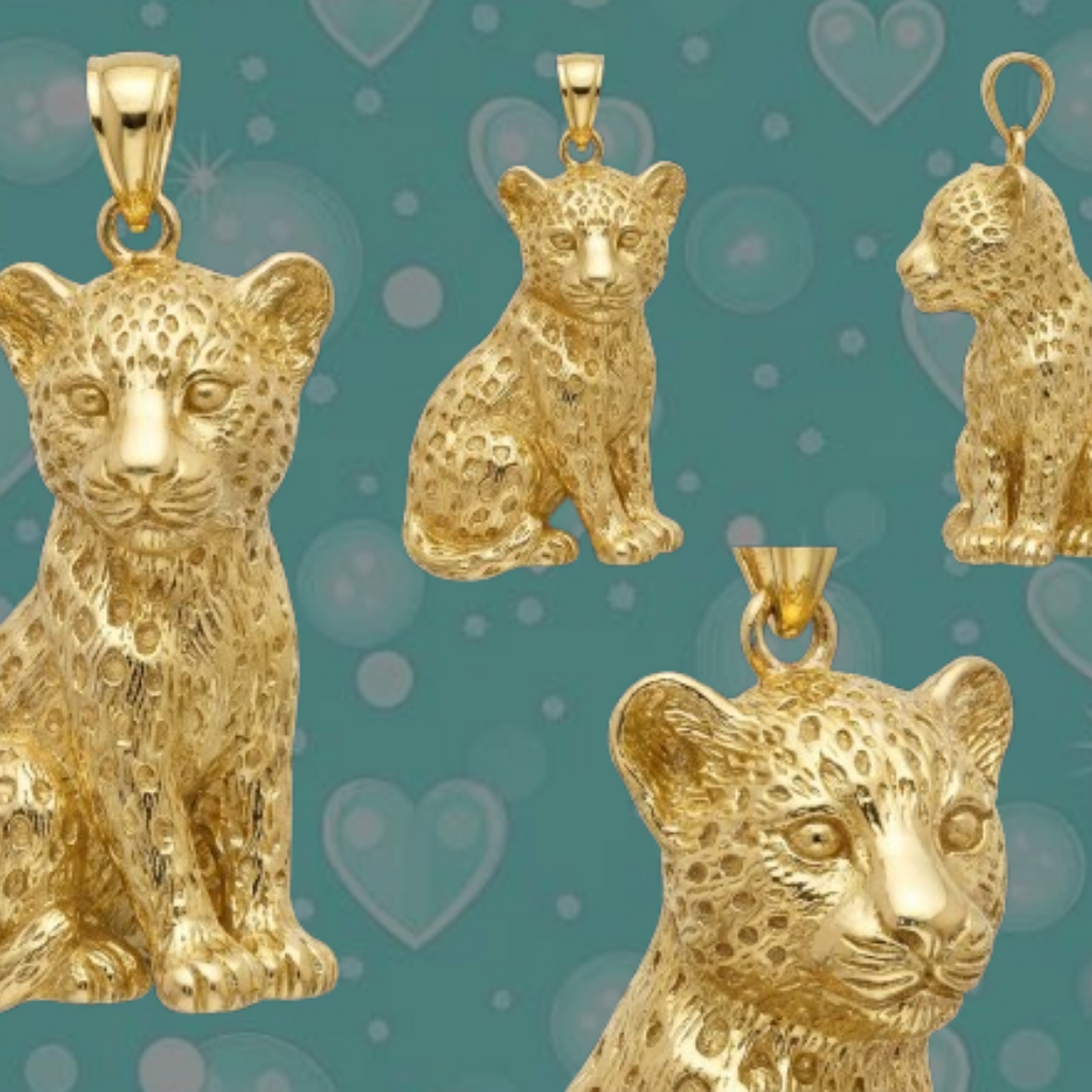 Leopard Cub Pendant – Sterling Silver or Brass – Detailed Wildlife Statement Jewelry