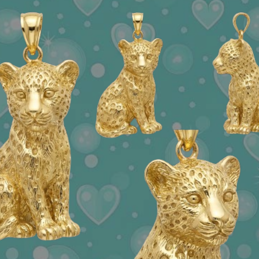 Leopard Cub Pendant – Sterling Silver or Brass – Detailed Wildlife Statement Jewelry