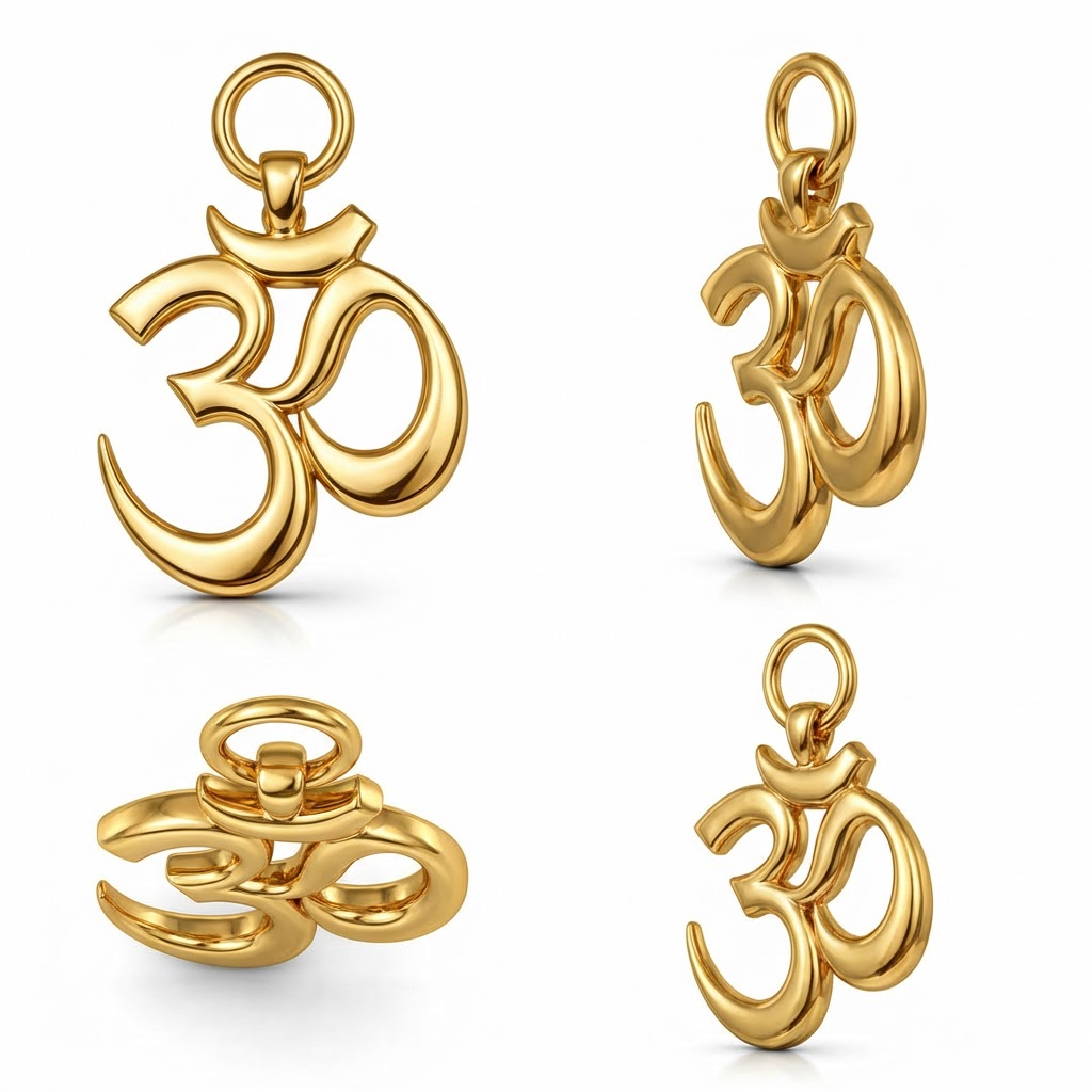 Om Symbol Pendant 35x22mm – Ornamental Necklace Charm – Casting Ready Jewelry Design