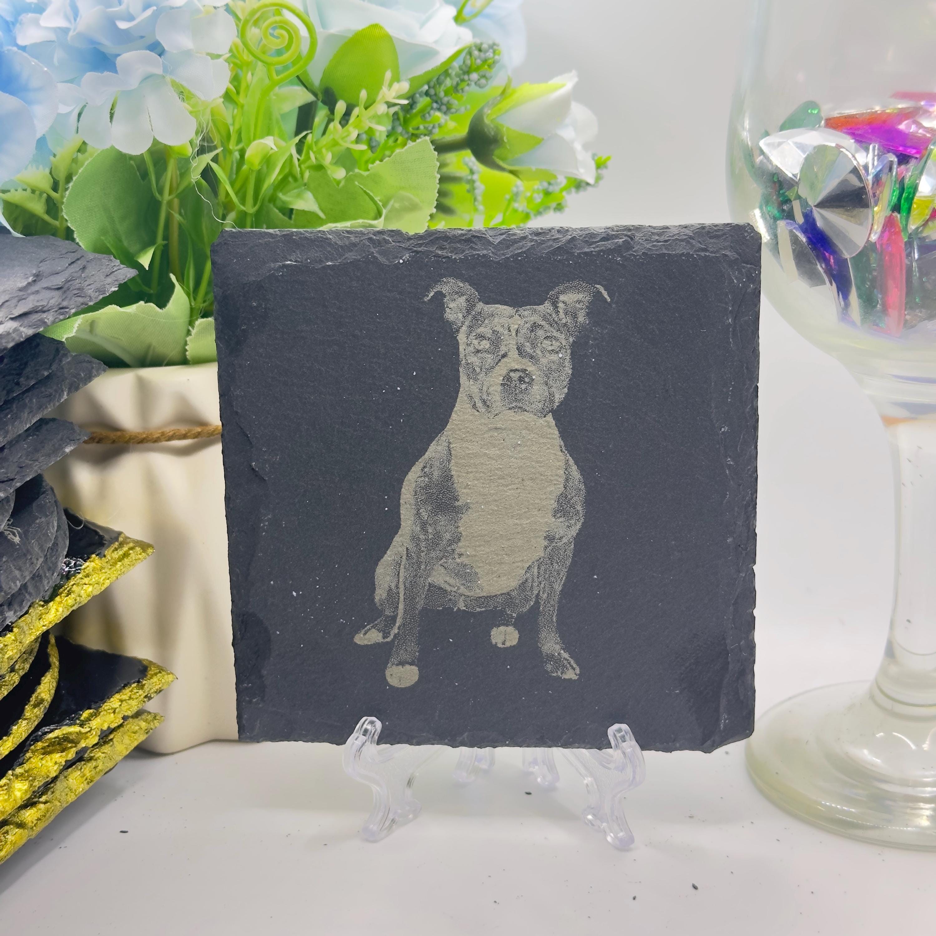 Rhodesian Ridgeback Slate Coaster | Ridgeback Dog Gift | Engraved Dog Coaster | Pet Lover Gift | Natural Stone