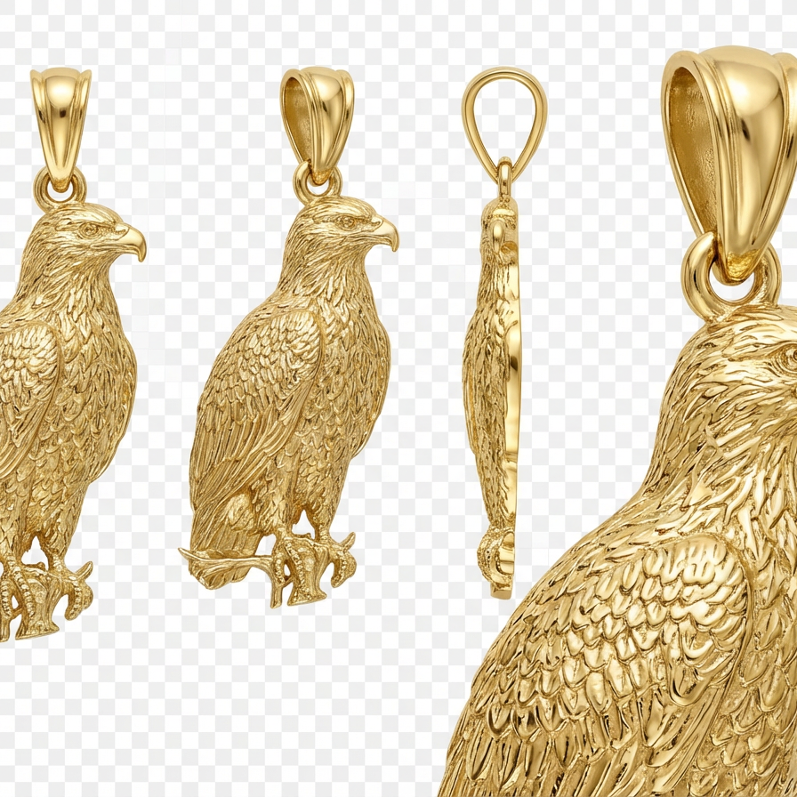 Bald Eagle Pendant with Bail – Gold, Silver & Brass Jewelry, Wildlife Animal Charm, Handmade Gift for Animal Lovers and Collectors