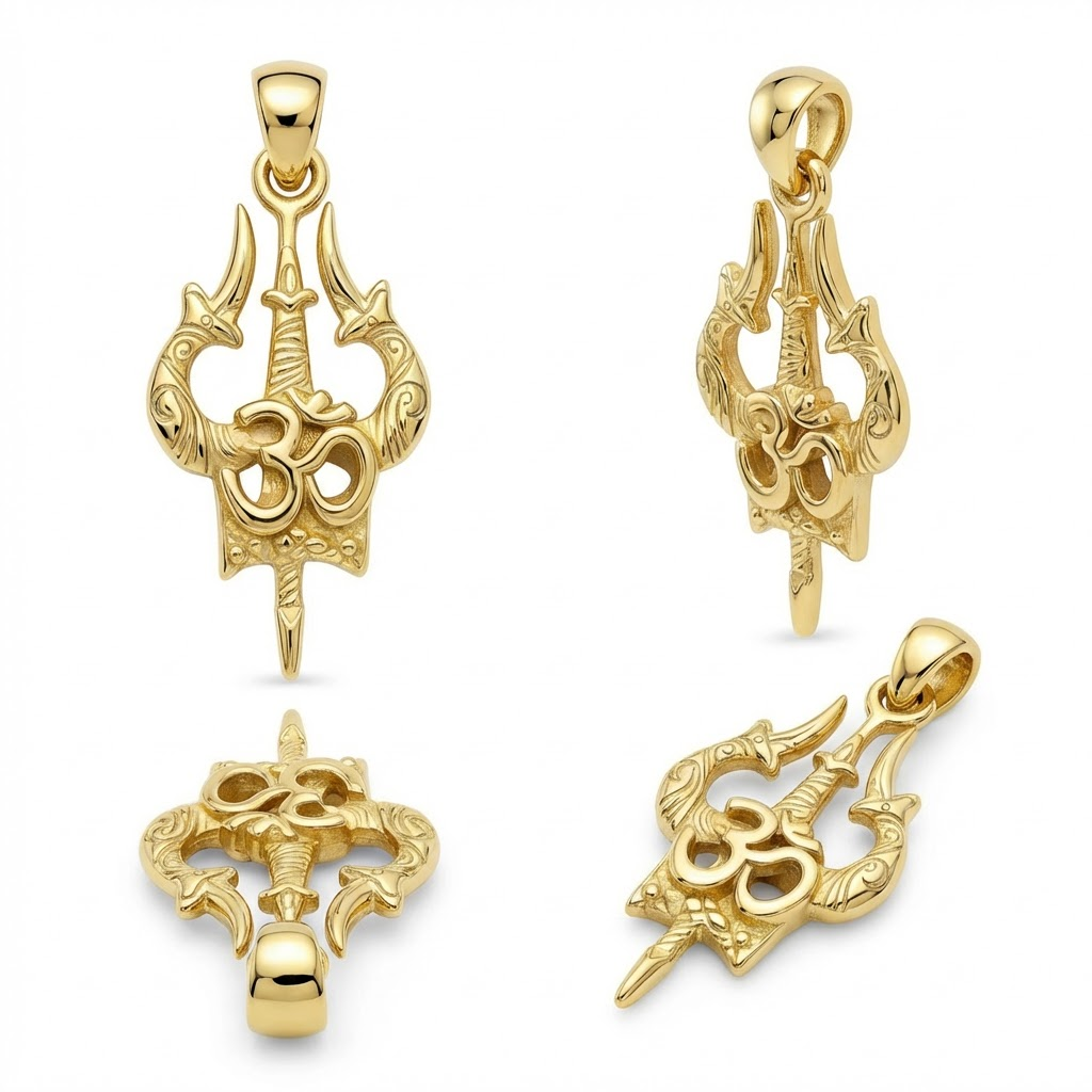 Om Shiva Trishul Pendant 35x17mm – Ornamental Necklace Charm – Casting Ready Jewelry Design