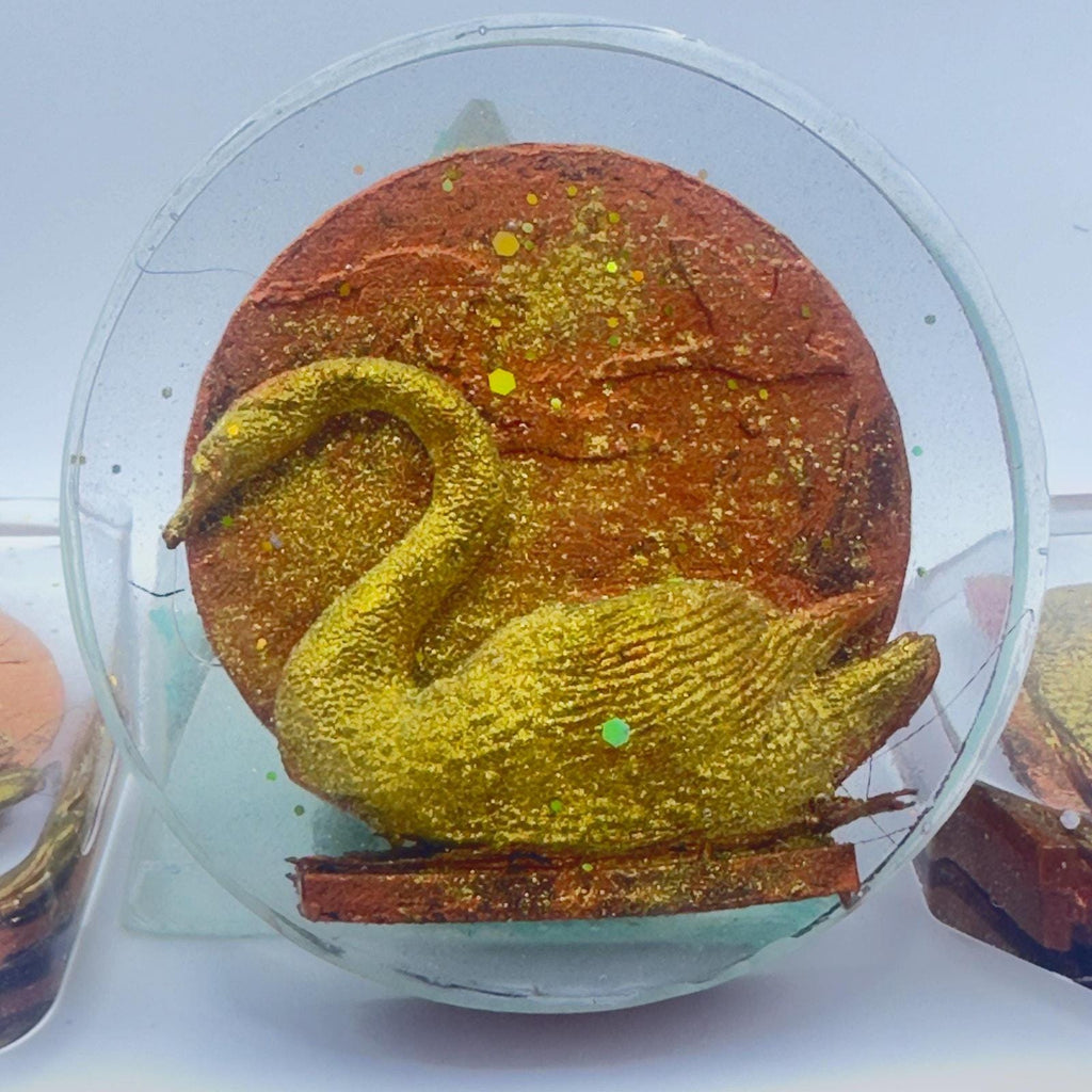 Handmade Swan Resin Coaster Set | Elegant Home Decor