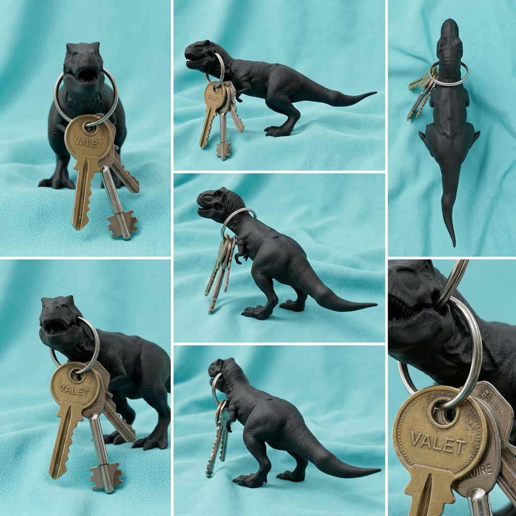 T-Rex Keychain Charm – Flexible TPU Dinosaur Tag | 3D Printed Keyring Pendant | PLA Nylon Options | Bag Charm Gift
