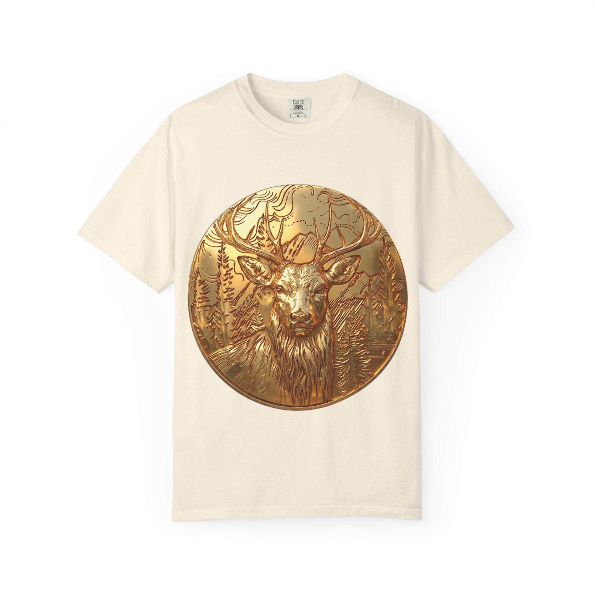 Deer Portrait with Pine Tree Background  Majestic Wildlife Nature Art Forest Design