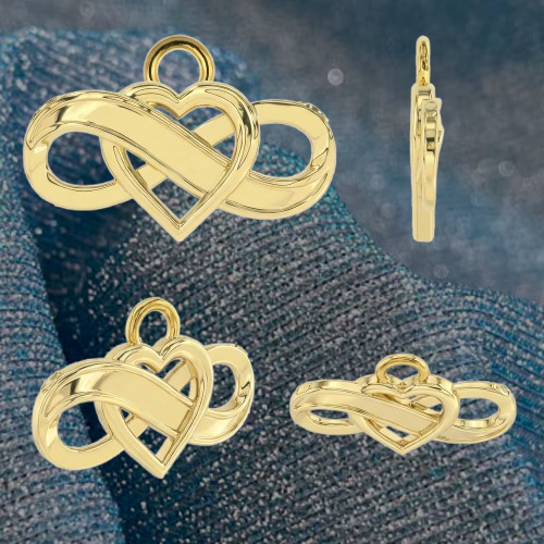 Infinity Heart Pendant Necklace – Solid Gold, Silver or Brass – Romantic Love Symbol Jewelry