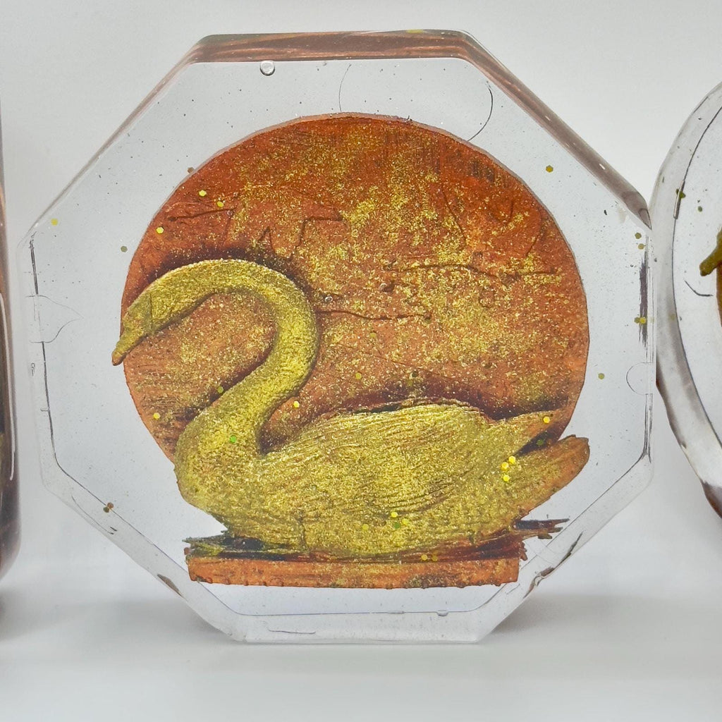 Handmade Swan Resin Coaster Set | Elegant Home Decor