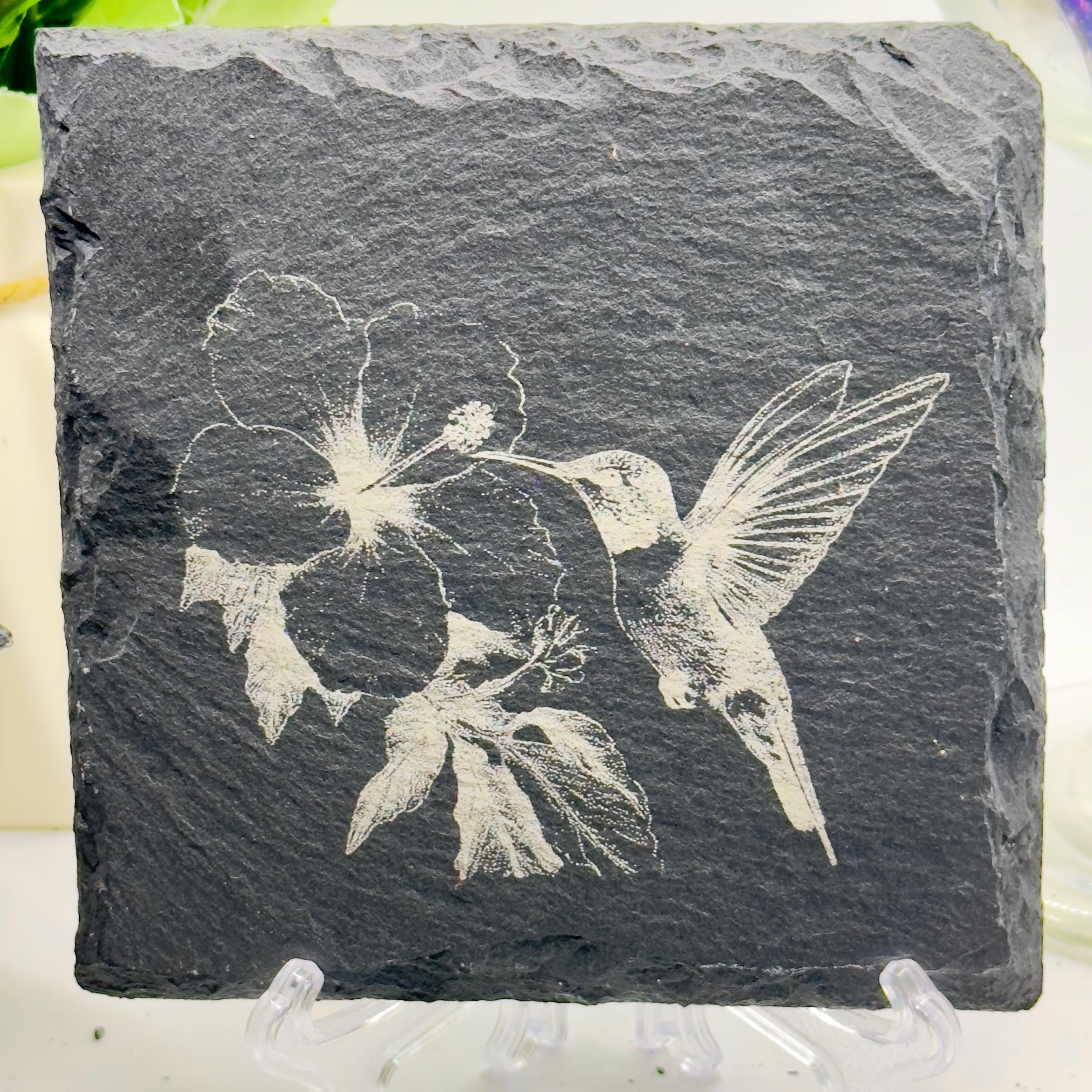 Bird Slate Coaster Collection | Handmade Engraved Bird Coasters | Robin Kingfisher Owl Woodpecker | Wildlife Gift