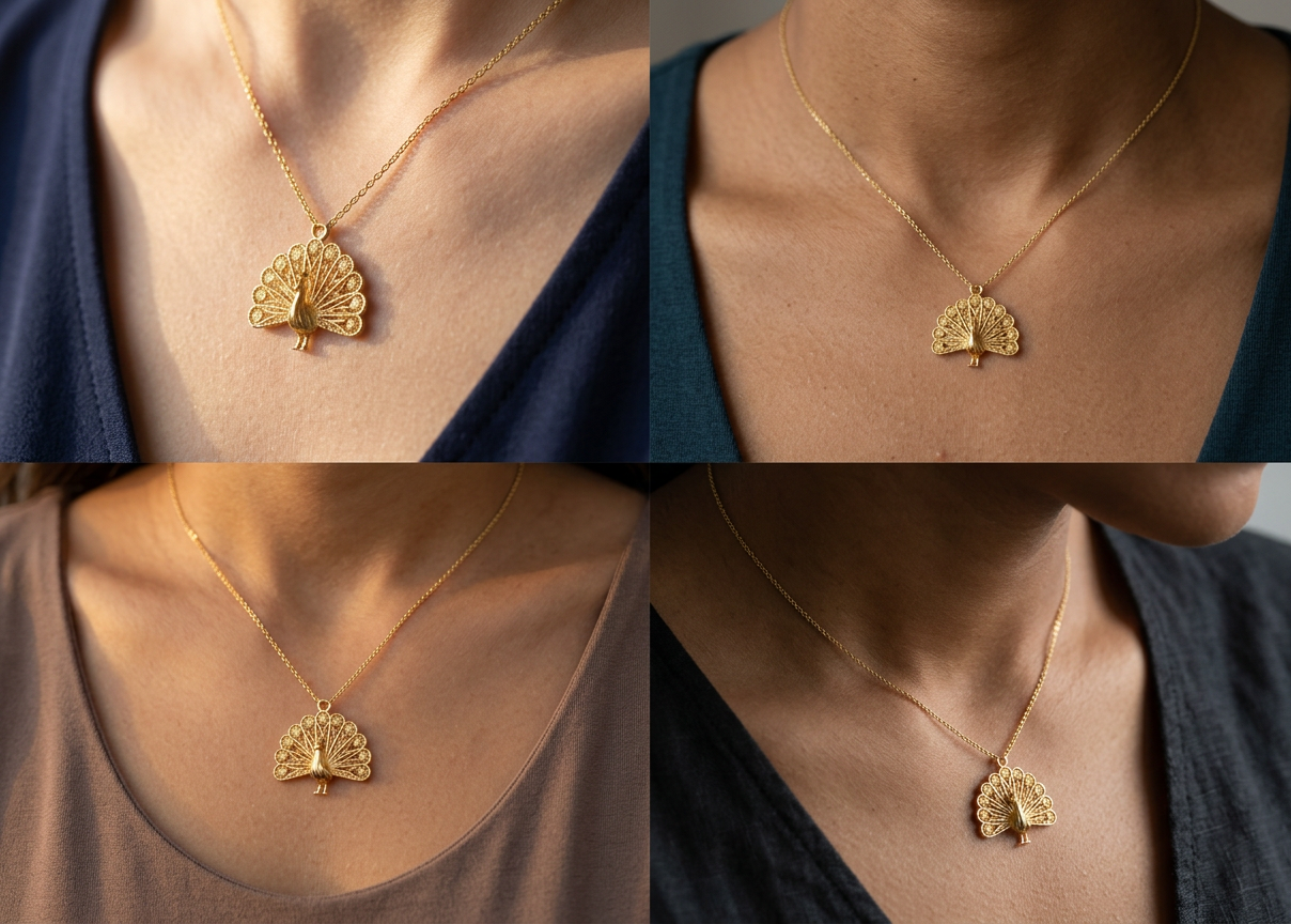 Peacock Fan Tail Pendant Necklace 25mm | 9K Gold, Sterling Silver 925 & Polished Yellow Brass | Elegant Bird Pendant | Nature Inspired Gift | Made to Order