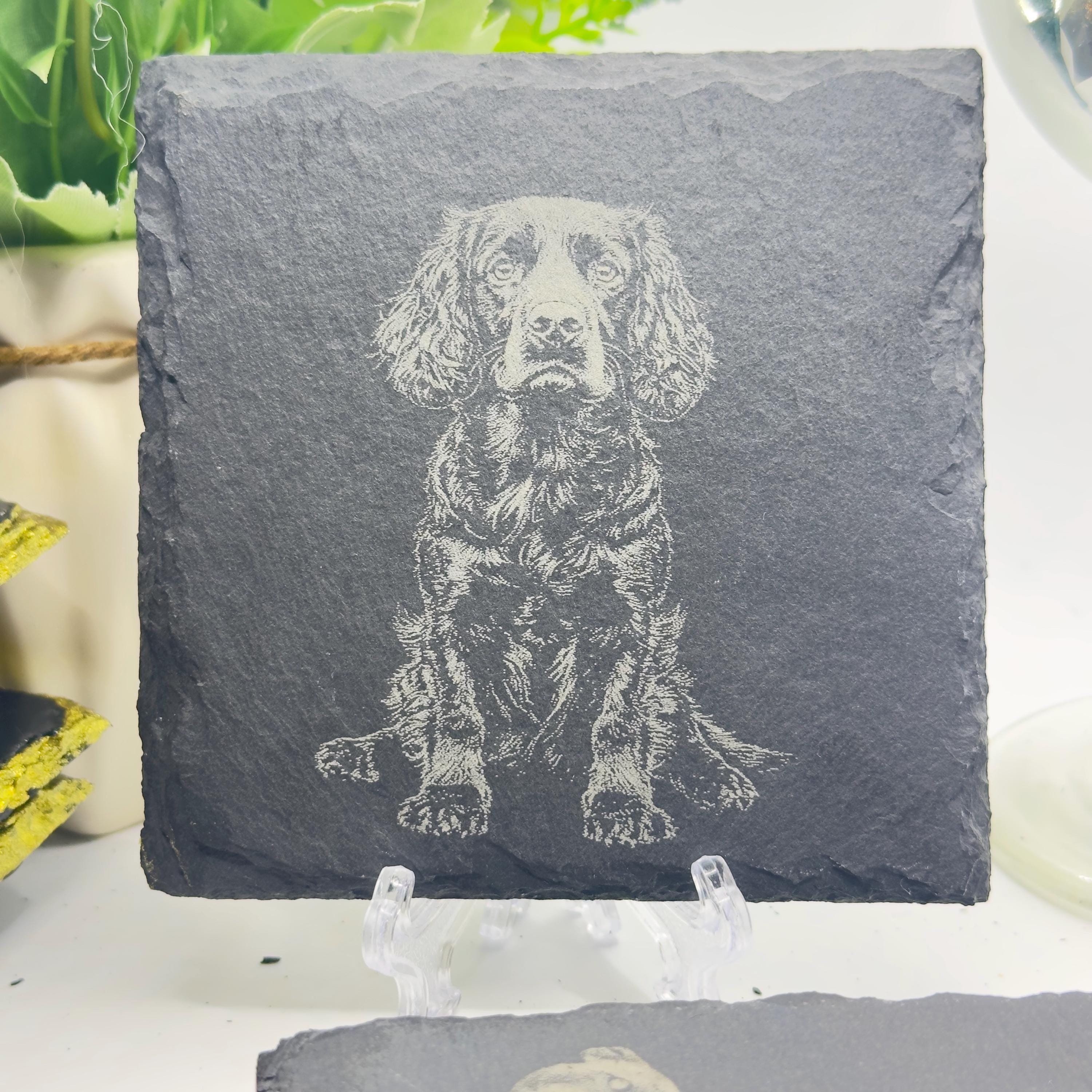 Personalised Dog Slate Coaster | Custom Pet Coaster from Photo | Engraved Dog Gift | Dog Lover Home Decor